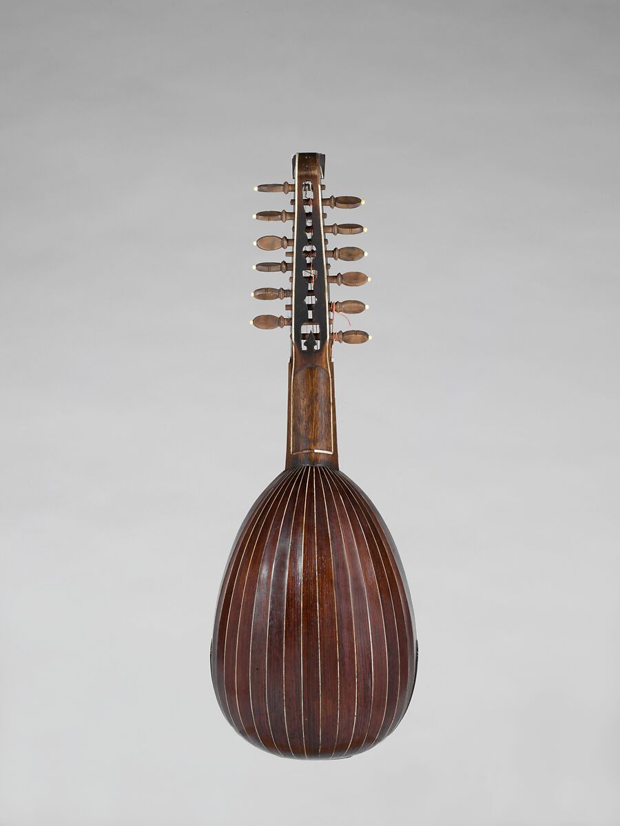 Mandolin, Giuseppe Presbler (German, active Italy, 1760–1801 Milan), Rosewood, spruce, walnut, bone, mother-of-pearl, Italian