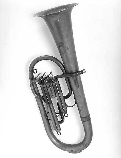 Bass Saxhorn in B-flat, Brass, nickel-silver, possibly American 