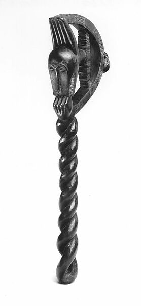 Bell Mallet  (Lawre waka), Baule artist, Wood, rubber, string, Baulé people