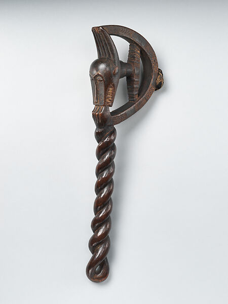 Bell Mallet  (Lawre waka), Baule artist, Wood, rubber, string, Baulé people