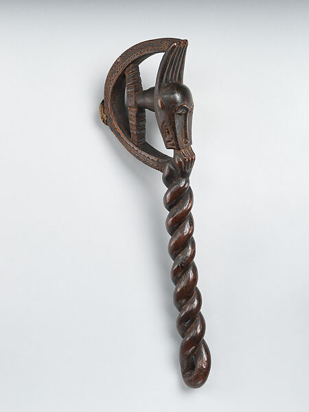 Bell Mallet  (Lawre waka), Baule artist, Wood, rubber, string, Baulé people 