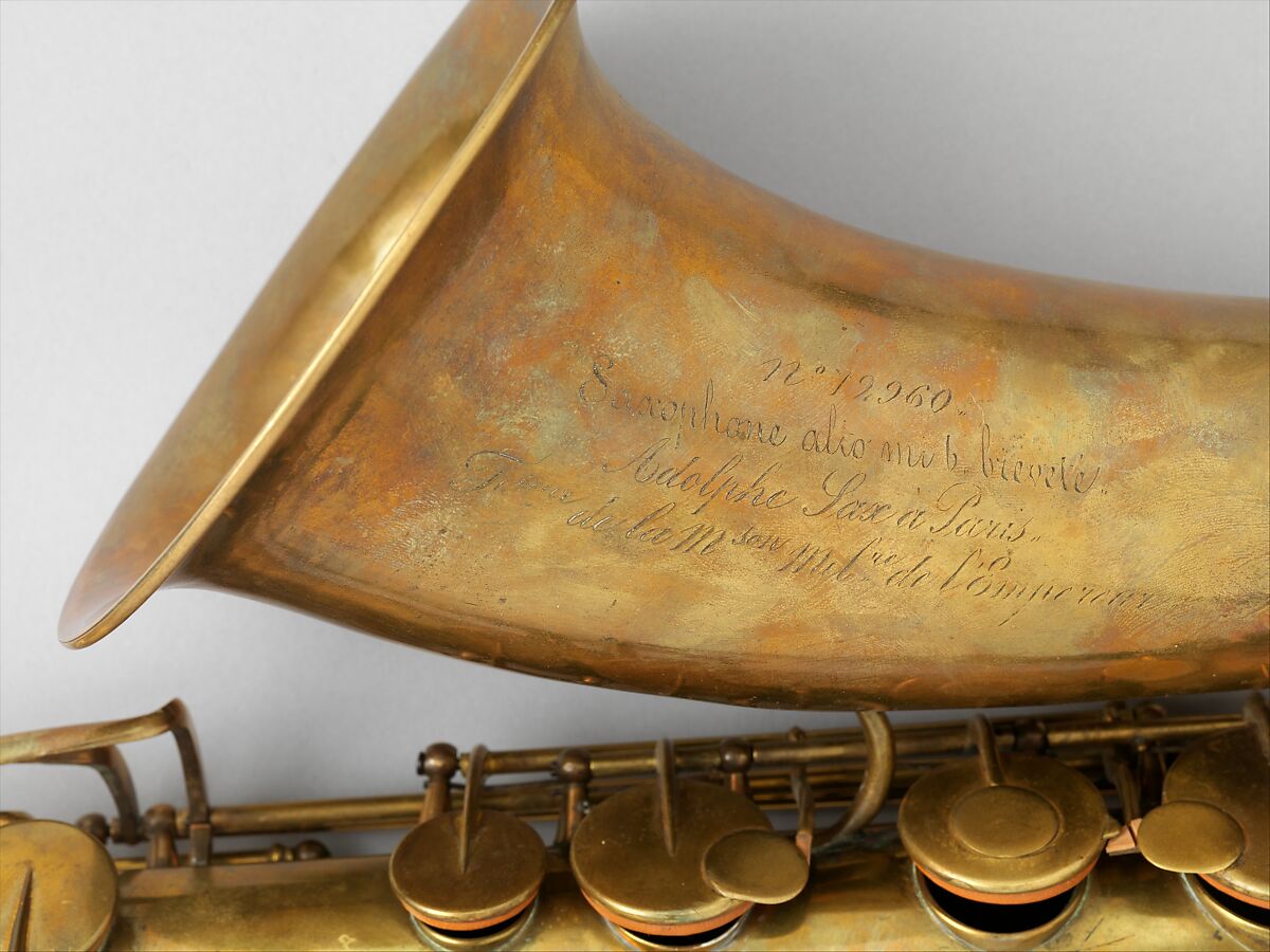 Alto saxophone in E-flat, Adolphe (Antoine Joseph) Sax (Belgian, Dinant, Belgium 1814–1894 Paris), Brass, French