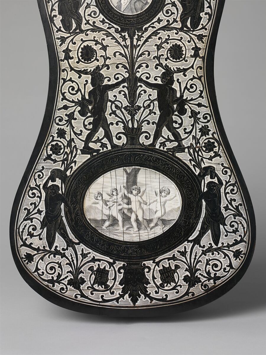 Guitar, Spruce, ebony, ivory, tortoiseshell, mother-of-pearl, brass, Italian