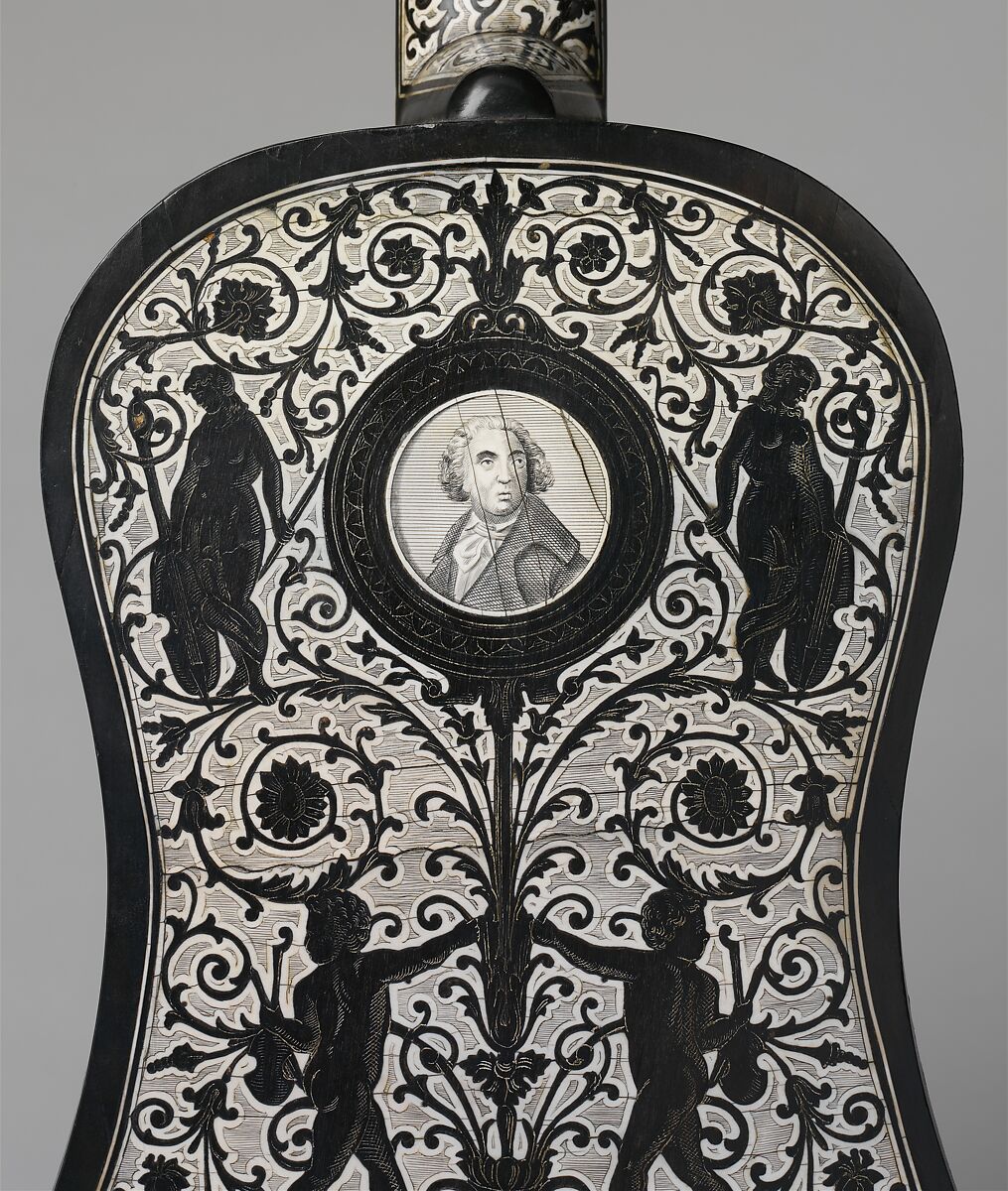 Guitar, Spruce, ebony, ivory, tortoiseshell, mother-of-pearl, brass, Italian