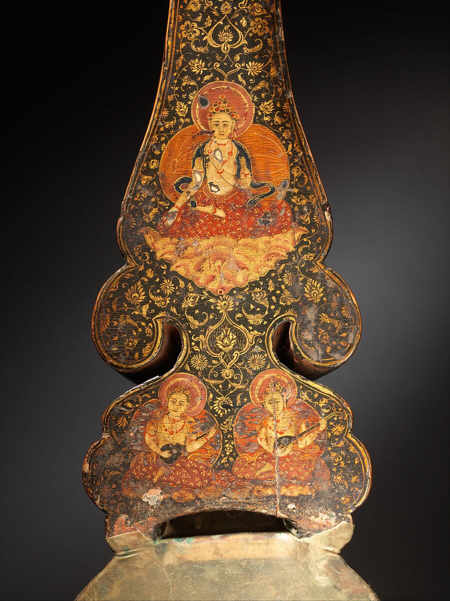 Sgra-Snyan, Carved wood, skin, gesso, gilding, Tibetan