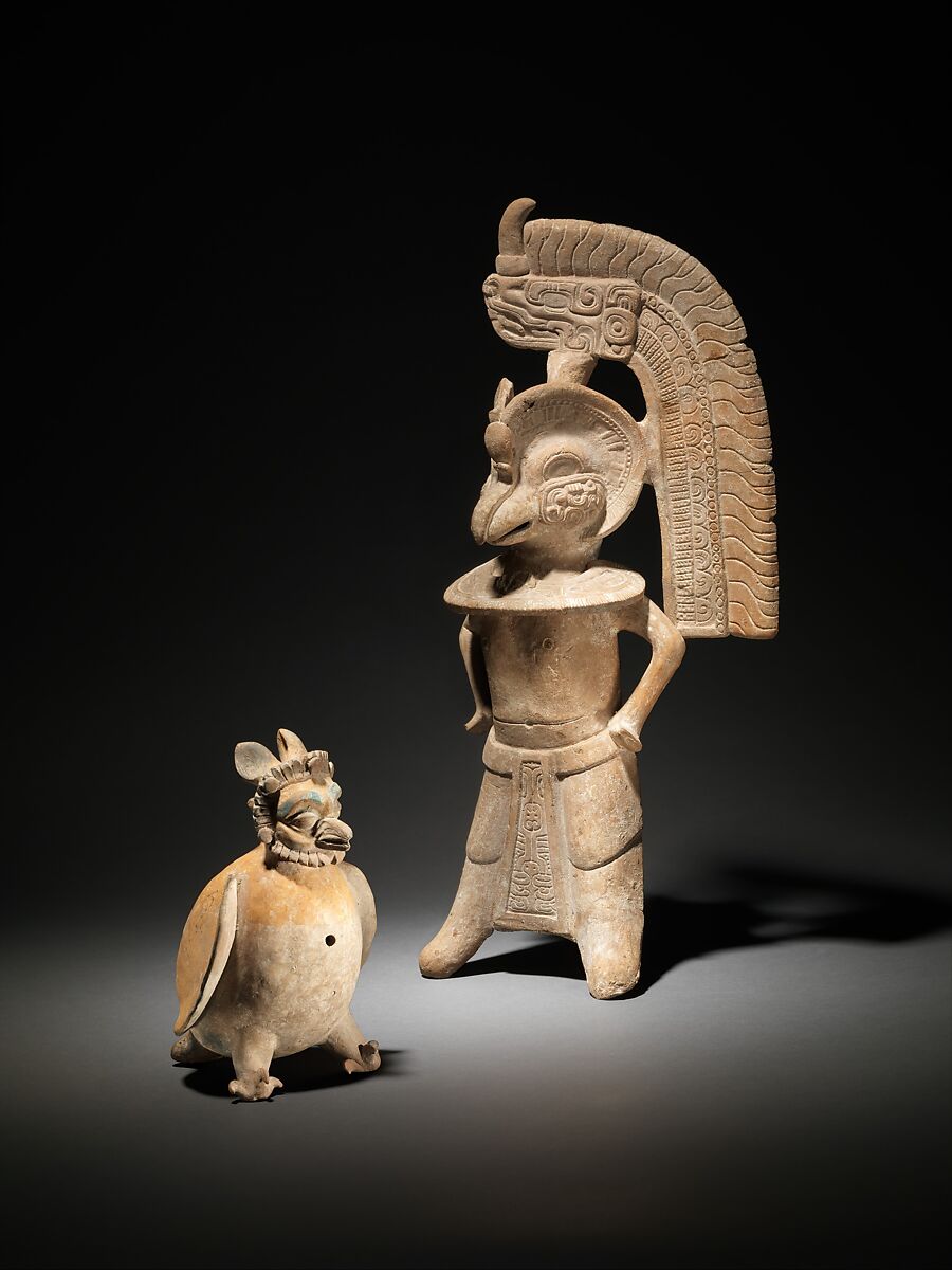 Double Whistle, Pottery, paint, Mayan