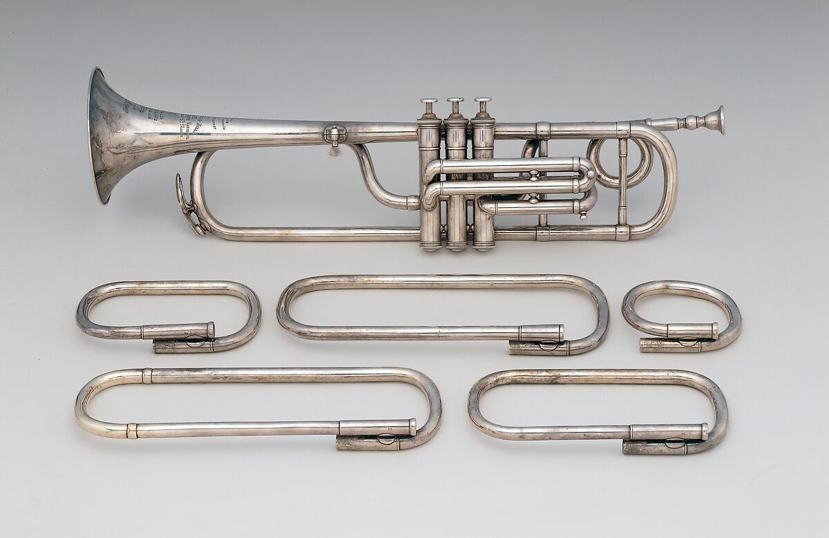 Valve Trumpet in F, Courtois &amp; Mille (French), Brass, silver-plated, French