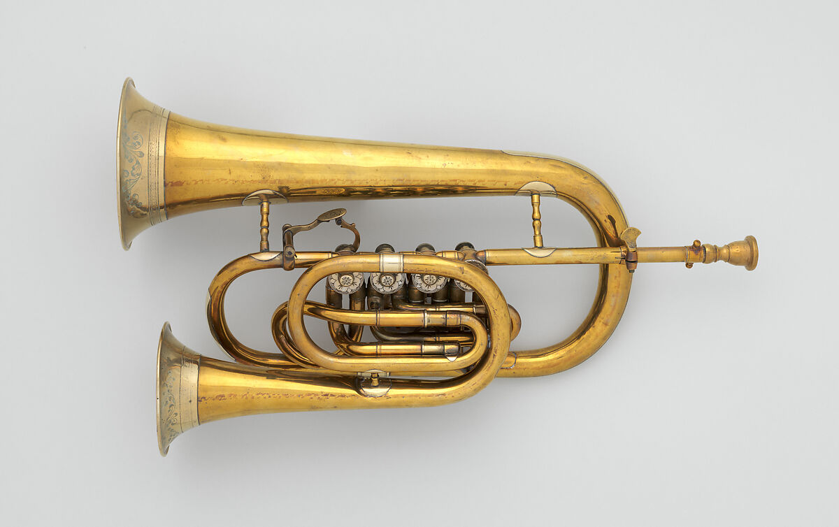 Flügel Horn with Cornet in C, Attributed to Giuseppe Pelitti (Italian, Varese 1811–1865 Milan), Brass, nickel-silver, Italian