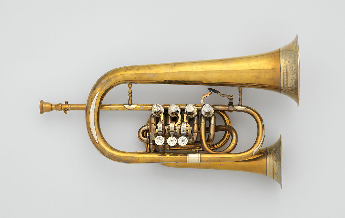 Flügel Horn with Cornet in C, Attributed to Giuseppe Pelitti (Italian, Varese 1811–1865 Milan), Brass, nickel-silver, Italian 