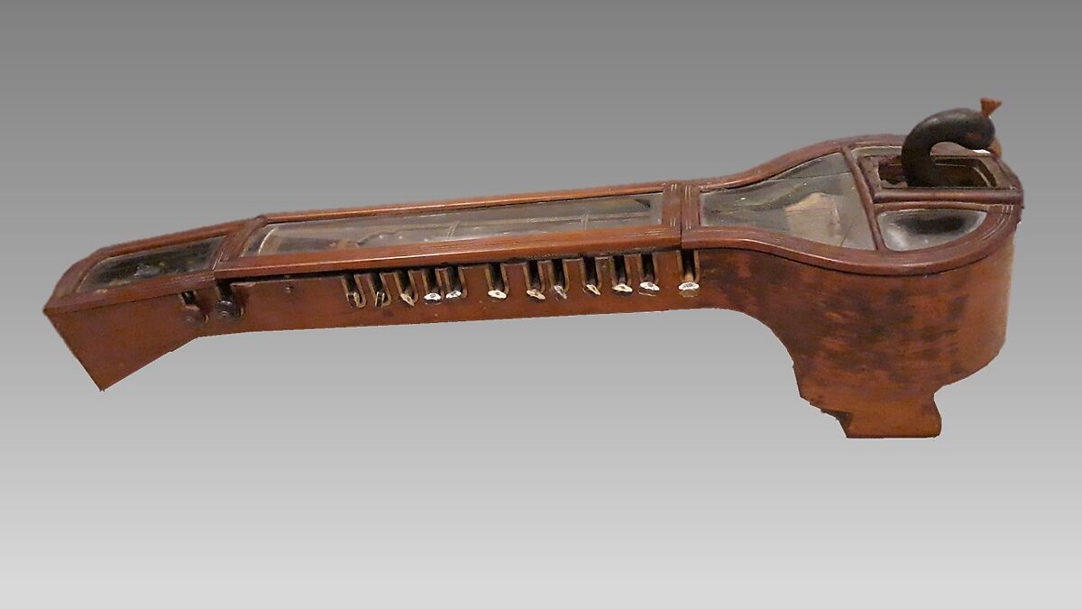 Taūs (mayuri), Wood, metal, wire, glass, hide, polychrome, Indian