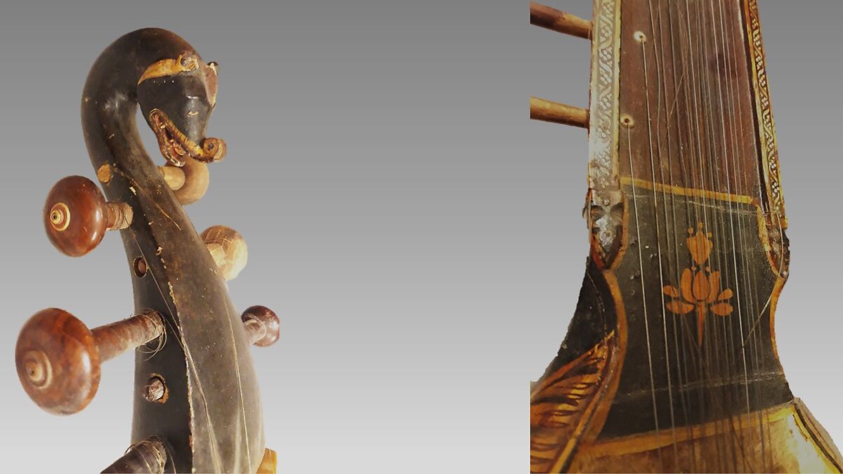 Taūs (mayuri), Wood, metal, wire, glass, hide, polychrome, Indian