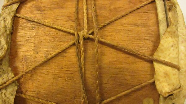 Drum, Wood, hide, fiber, probably Peruvian