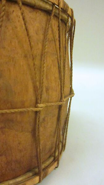 Drum, Wood, hide, fiber, probably Peruvian