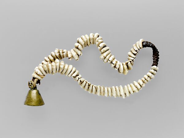 Bell Bracelet, Bronze, leather, shell, Baulé people 