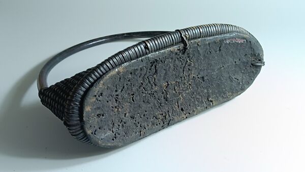 Basket Rattle, Rattan, wood, gourd, pebbles, Bamun?