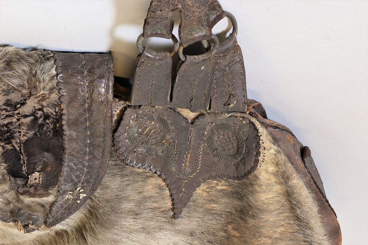 Bagpipe Bag, Leather, burlap, goatskin, German