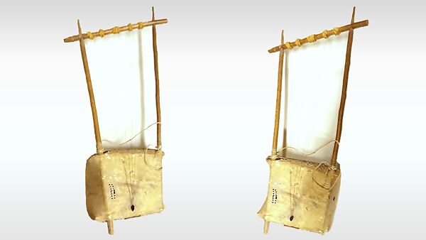 Tom (lyre), Wood, hide, wire, rope, Shilluk (Colo)?