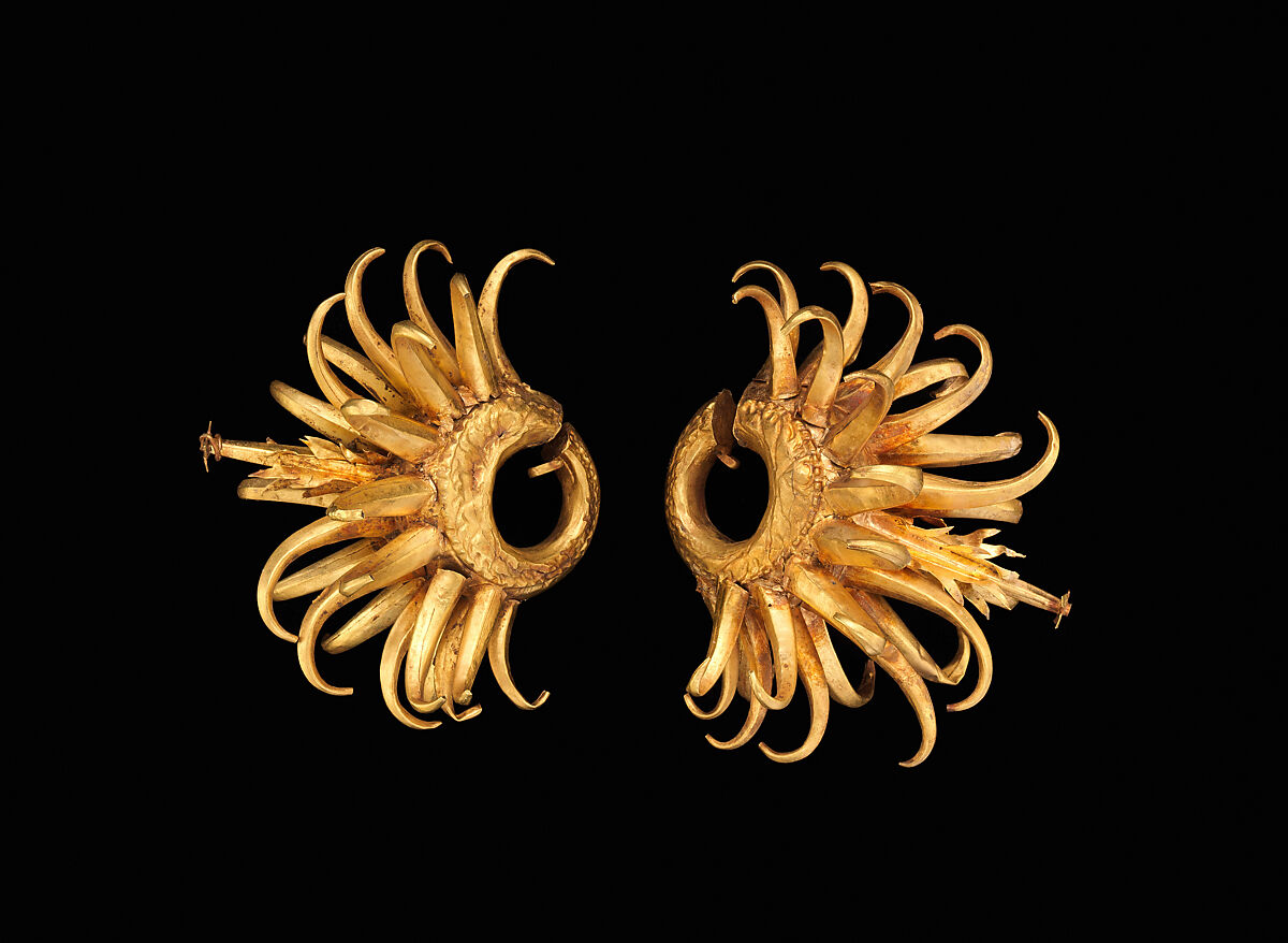 Circular Ear Ornaments with Curving Appendages, Gold, Indonesia (Java)