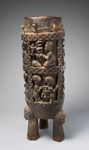 Agba Ogboni, George Bandele (Nigerian, born 1910), Wood (aberinberin?), hide, Yoruba