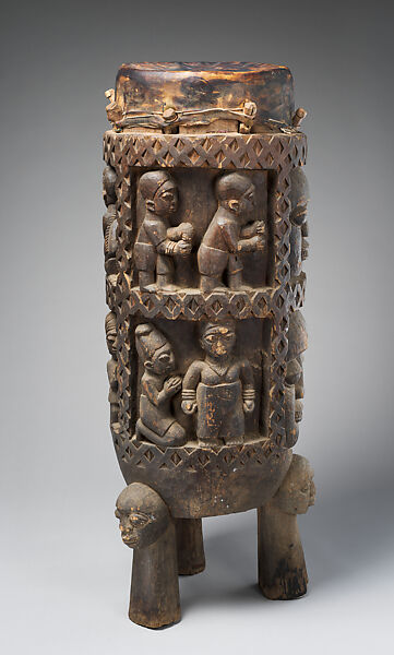 Agba Ogboni, George Bandele (Nigerian, born 1910), Wood (aberinberin?), hide, Yoruba