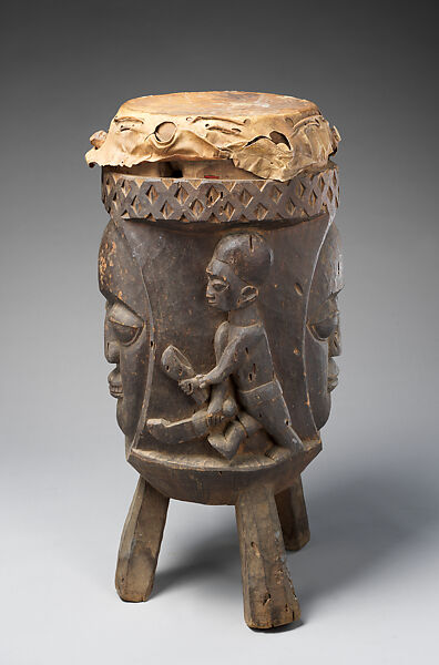 Ogboni Drum, George Bandele (Nigerian, born 1910), Wood (aberinberin?), hide, Yoruba