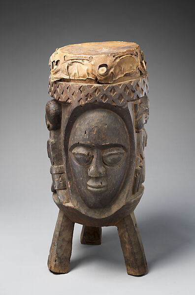 Ogboni Drum, George Bandele (Nigerian, born 1910), Wood (aberinberin?), hide, Yoruba 