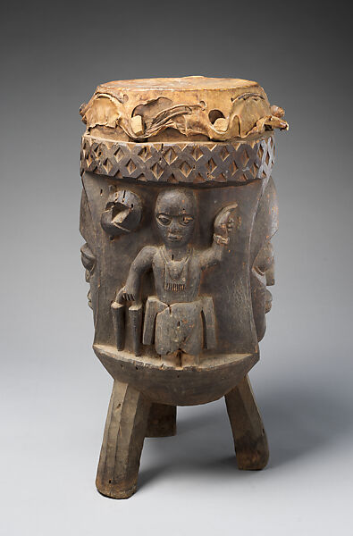 Ogboni Drum, George Bandele (Nigerian, born 1910), Wood (aberinberin?), hide, Yoruba