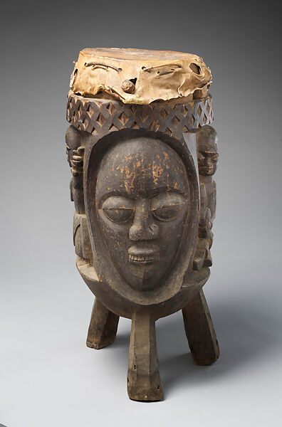 Ogboni Drum, George Bandele (Nigerian, born 1910), Wood (aberinberin?), hide, Yoruba