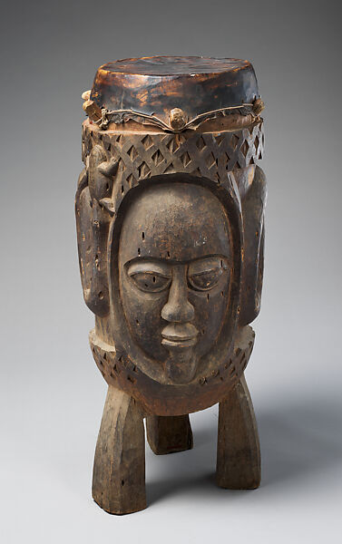 Ogboni Drum, George Bandele (Nigerian, born 1910), Wood (aberinberin?), hide, Yoruba