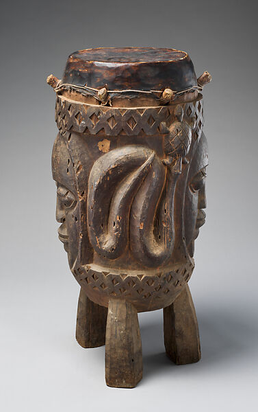 Ogboni Drum, George Bandele (Nigerian, born 1910), Wood (aberinberin?), hide, Yoruba