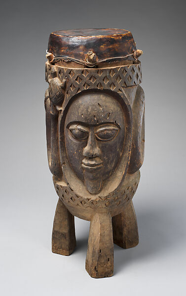 Ogboni Drum, George Bandele (Nigerian, born 1910), Wood (aberinberin?), hide, Yoruba 