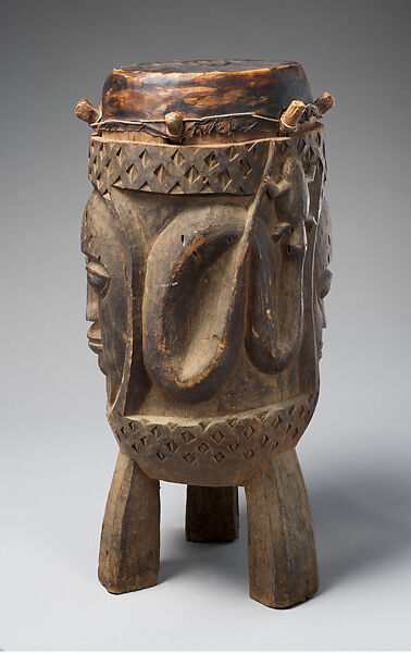 Ogboni Drum, George Bandele (Nigerian, born 1910), Wood (aberinberin?), hide, Yoruba