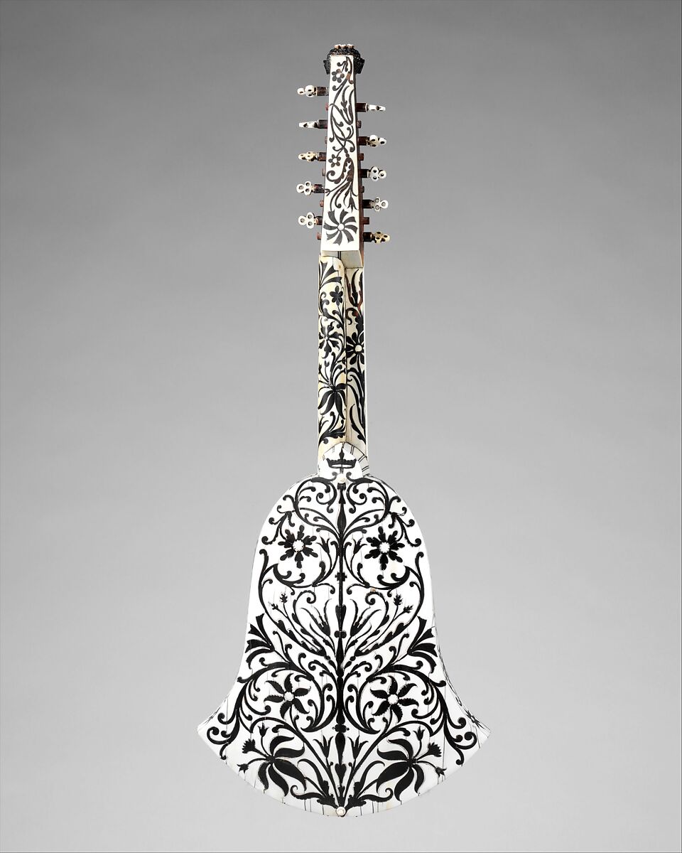 Cittern, Joachim Tielke (German, 1641–1719), Cypress, ivory, ebony, parchment, brass, German