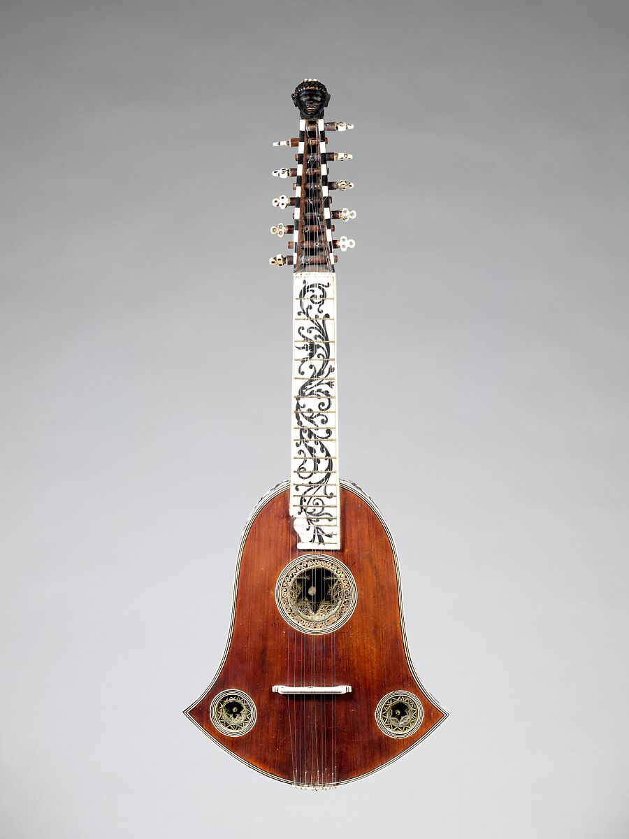 Cittern, Joachim Tielke (German, 1641–1719), Cypress, ivory, ebony, parchment, brass, German