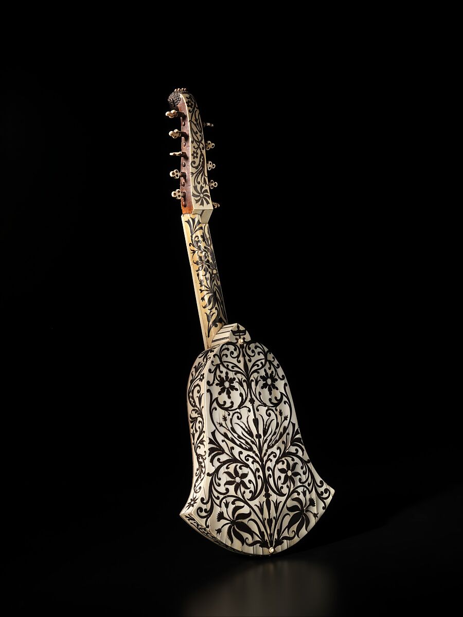Cittern, Joachim Tielke (German, 1641–1719), Cypress, ivory, ebony, parchment, brass, German