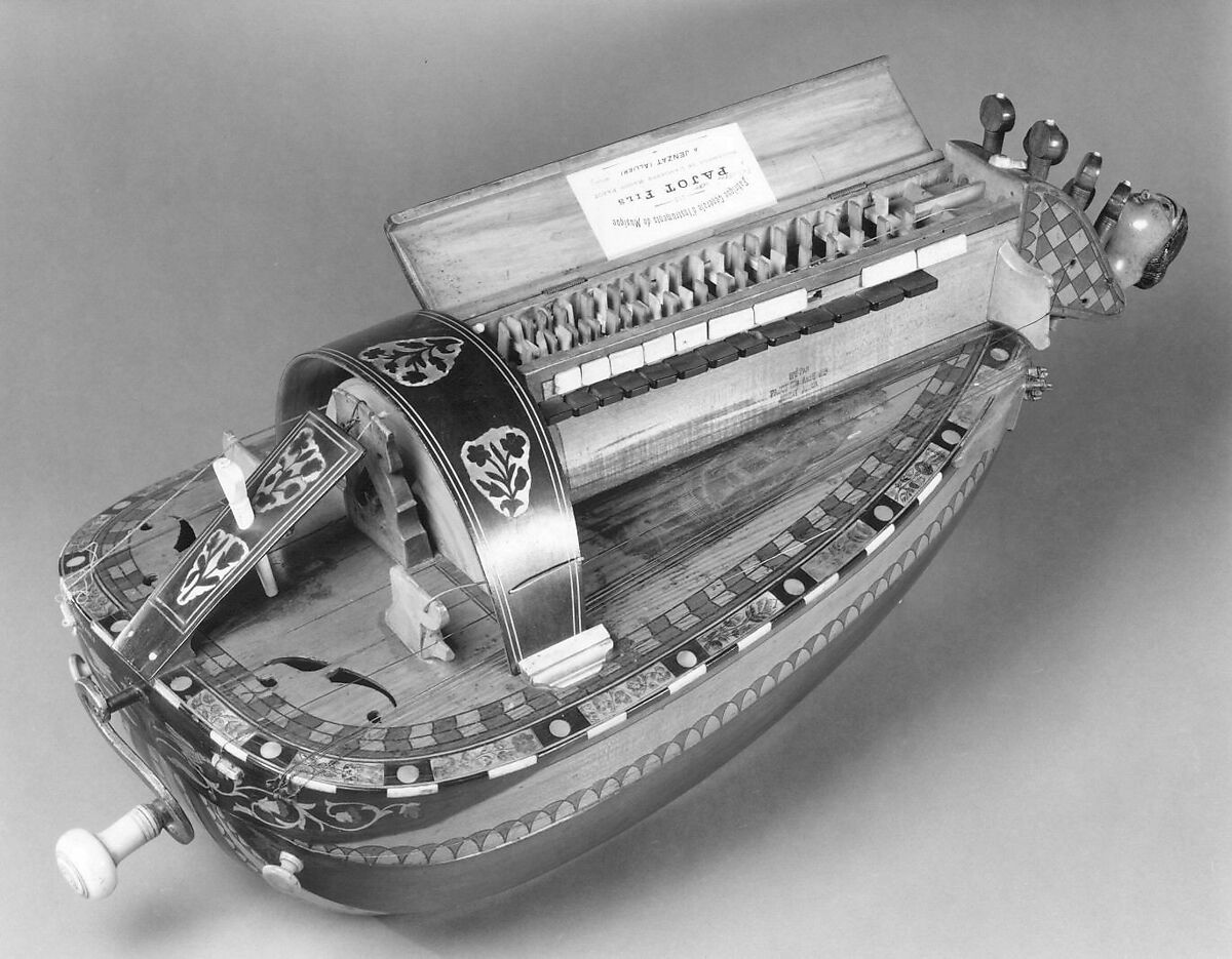 Hurdy-Gurdy, Gilbert Nigout (French, active Jenzat ca. 1863–1919), Wood, bone, ivory, mother-of-pearl, French