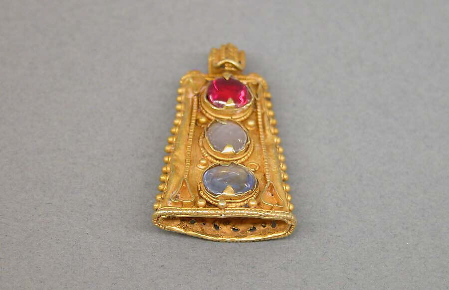 Trapezoidal-Shaped Pendant with Granulate Border, Gold, Indonesia (Java) 