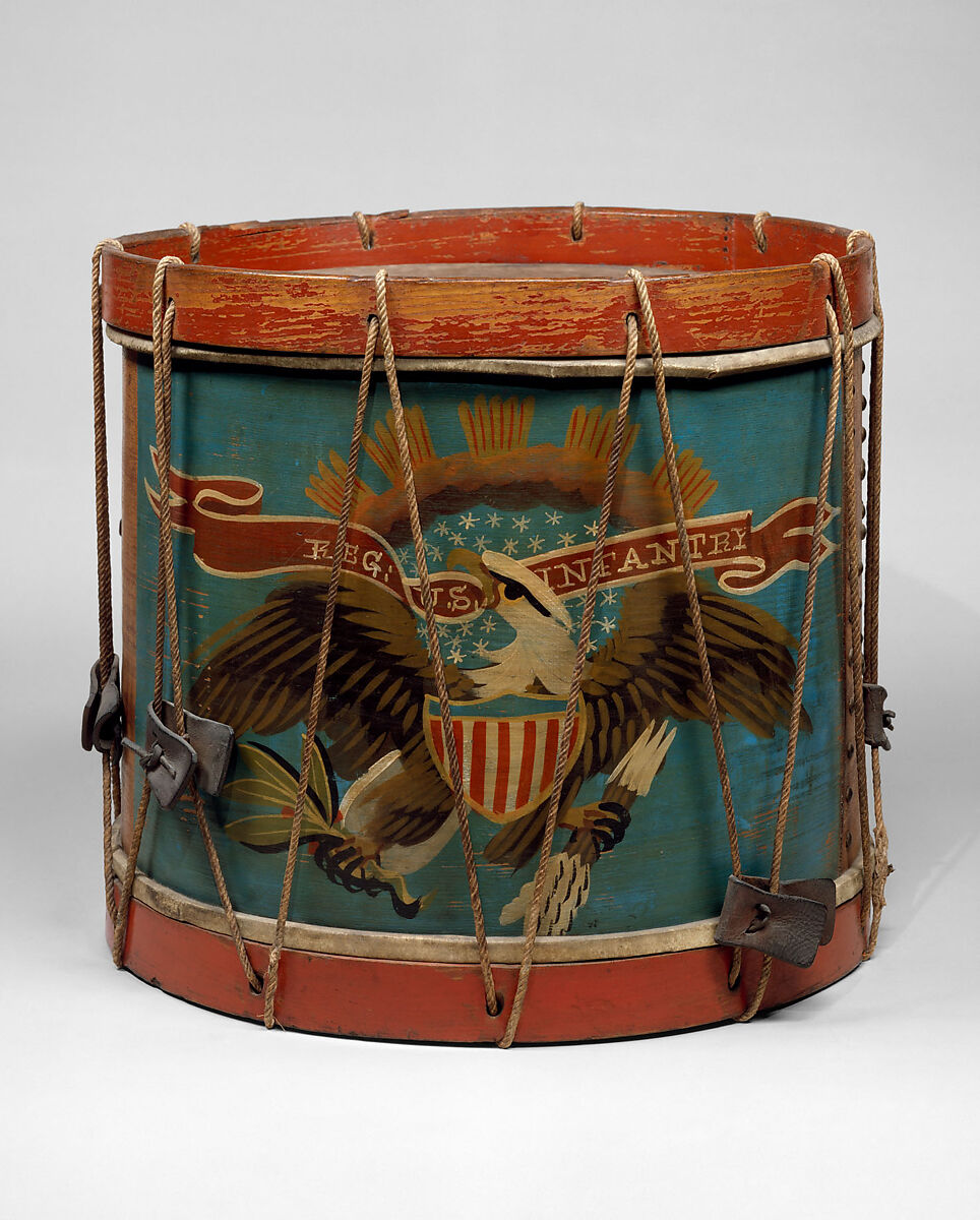 Side Drum, Attributed to Ernest Vogt (American), Wood, calf skin, rope, American 