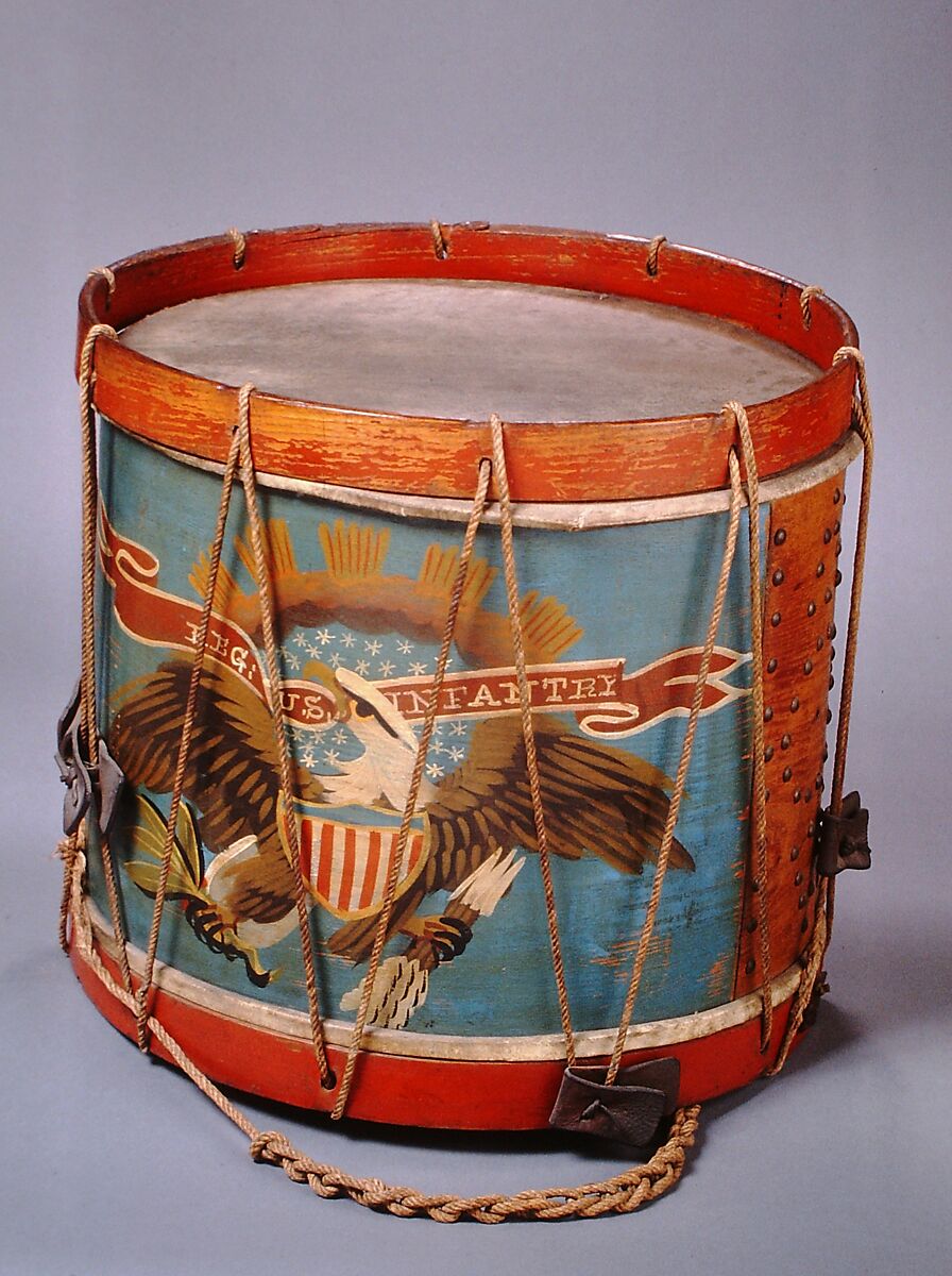 Side Drum, Attributed to Ernest Vogt (American), Wood, calf skin, rope, American