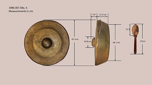 Gong suwukan (knobbed gong), bronze, wood, cloth, Balinese