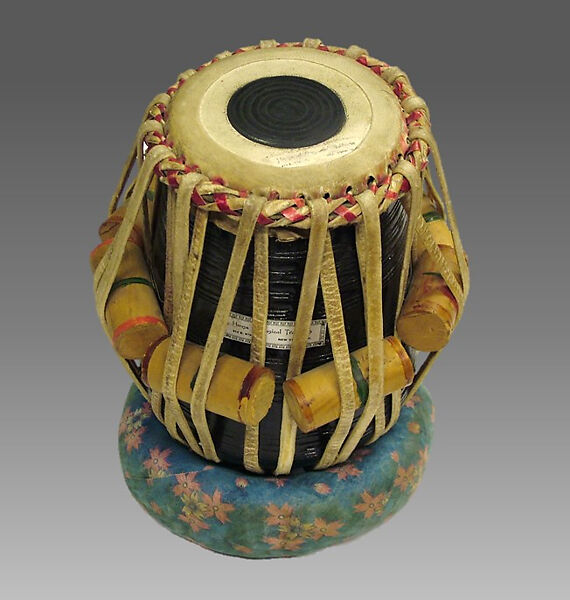 Tabla and Bhaya, Hide, wood, chromed copper, Indian