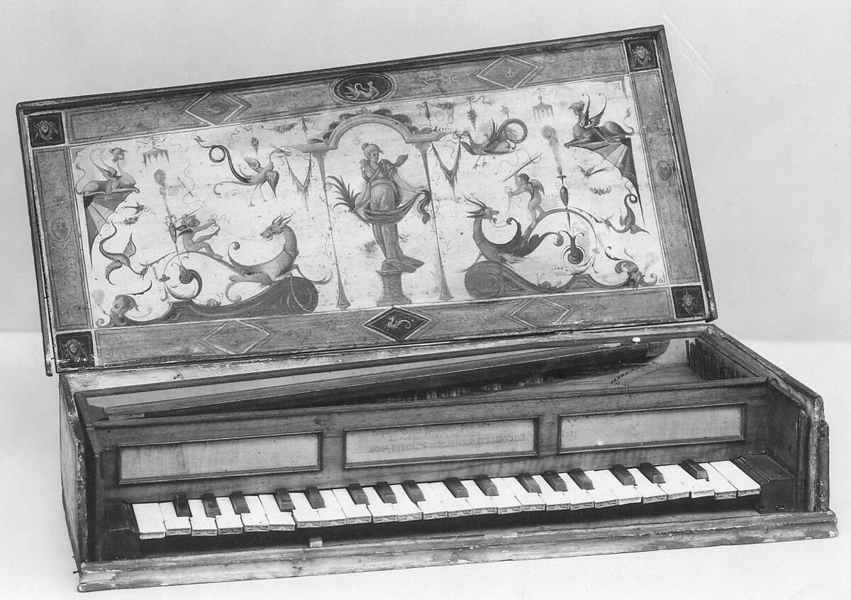 Rectangular Octave Virginal, Wood and various materials, probably German
