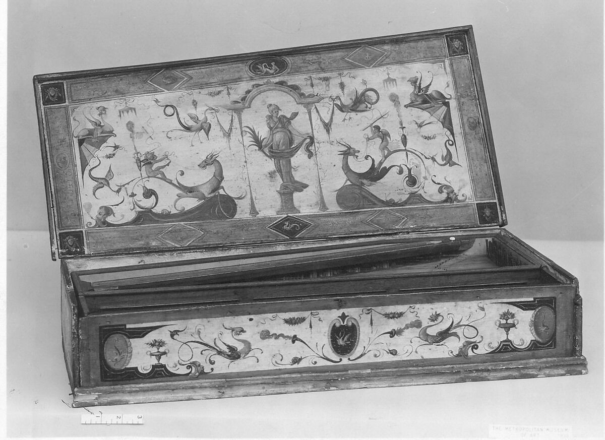 Rectangular Octave Virginal, Wood and various materials, probably German