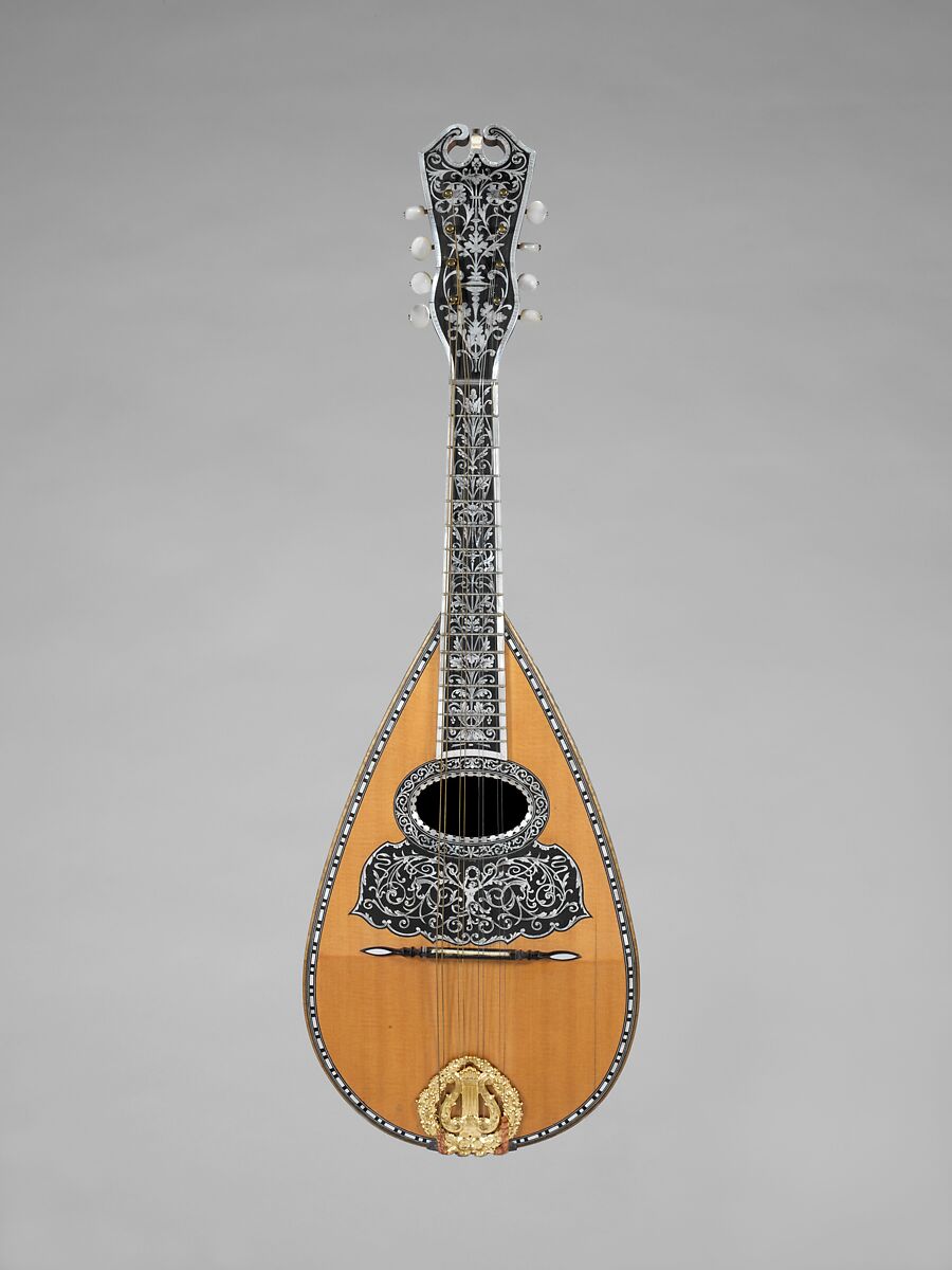 Mandolin, Angelo Mannello (American, Morcone, Italy 1858–1922 New York), Spruce, maple, tortoiseshell, ivory, mother-of-pearl, metal, American 