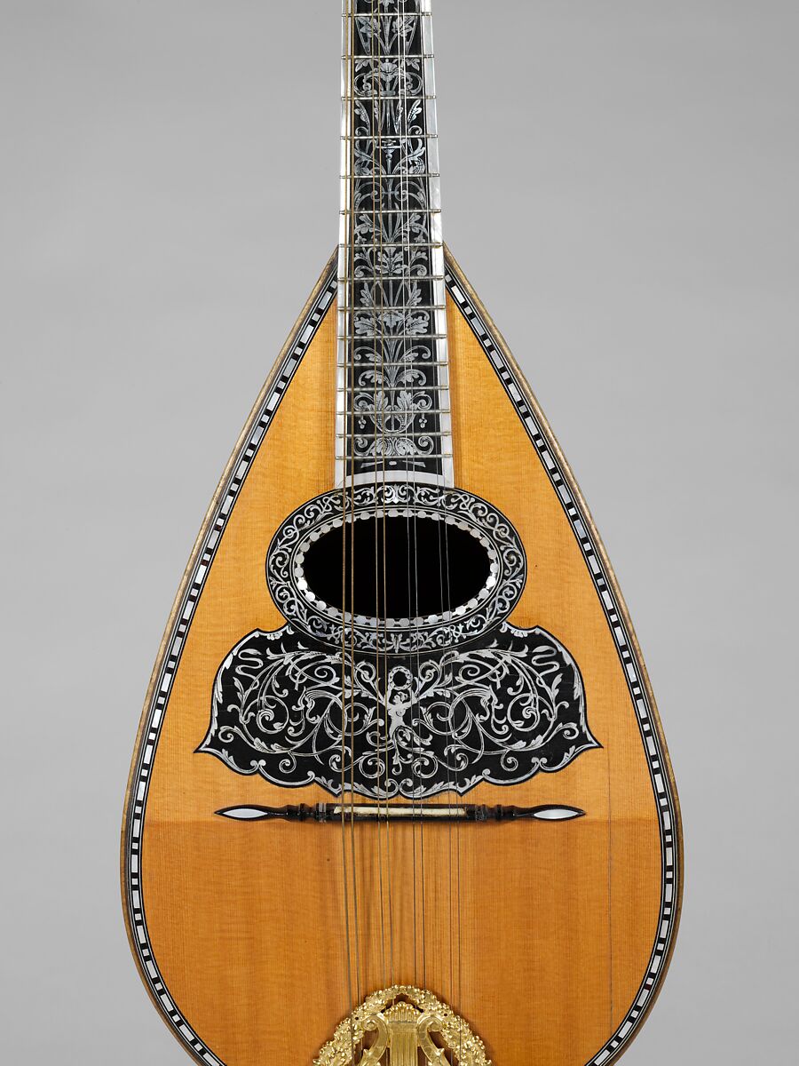 Mandolin, Angelo Mannello (American, Morcone, Italy 1858–1922 New York), Spruce, maple, tortoiseshell, ivory, mother-of-pearl, metal, American