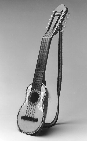 Charango, armadillo shell, wood, pearloid, Bolivian