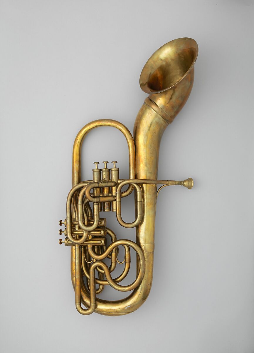 Bass saxhorn in B-flat, Adolphe (Antoine Joseph) Sax (Belgian, Dinant, Belgium 1814–1894 Paris), Brass, French 