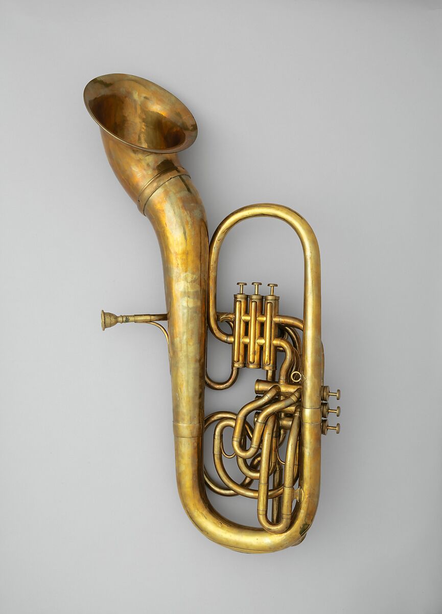 Bass saxhorn in B-flat, Adolphe (Antoine Joseph) Sax (Belgian, Dinant, Belgium 1814–1894 Paris), Brass, French