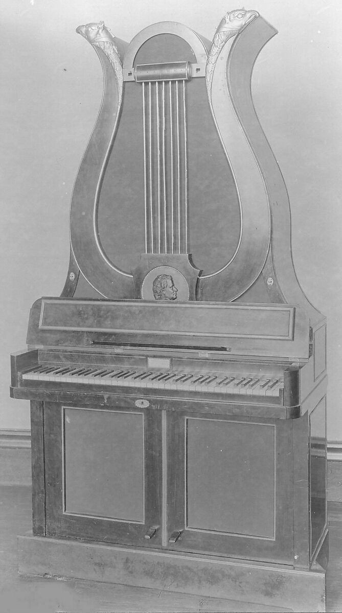 Upright (Lyre) Piano with Pedalboard, Johann Christian Schleip (1786–1848), Wood, various materials, German 
