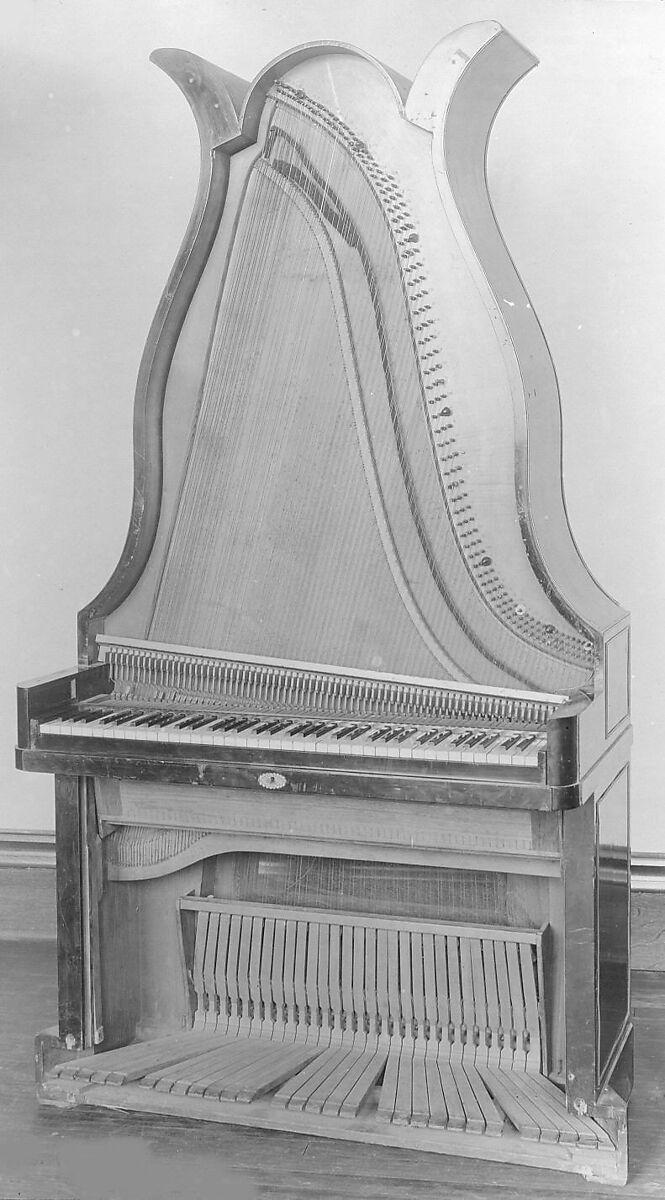 Upright (Lyre) Piano with Pedalboard, Johann Christian Schleip (German, 1786–1848), Wood, various materials, German